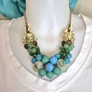 Beautiful Statement Bead Bauble Necklace Lia Sophia Laguna/Regatta Blue Green
